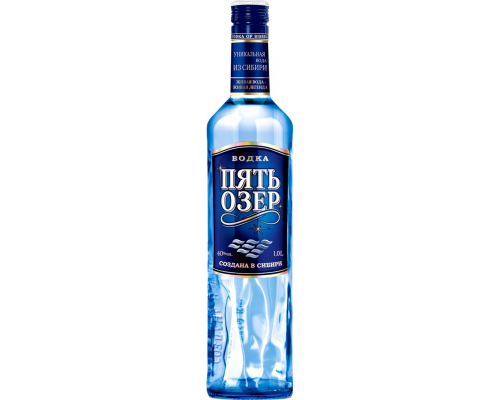 Водка ПЯТЬ ОЗЕР 40%, 1л, Россия, 1 L