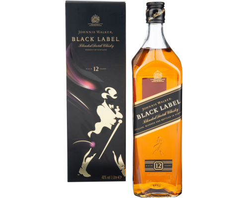 Виски JOHNNIE WALKER Black Label Шотландский купажированный 12 лет, 40%, п/у, 1л, Великобритания, 1 L