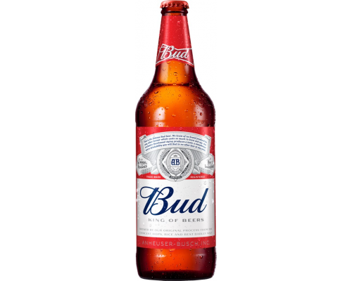 Пиво светлое BUD пастеризованное, 5%, 0.75л, Россия, 0.75 L