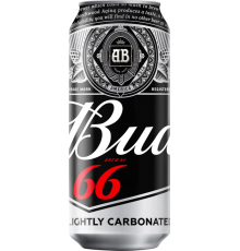 Пиво светлое BUD 66 пастеризованное, 4,3%, ж/б, 0.45л, Россия, 0.45 L