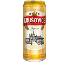 Пиво светлое KRUSOVICE Imperial фильтрованное пастеризованное, 5%, ж/б, 0.5л, Чехия, 0.5 L