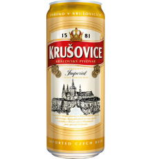 Пиво светлое KRUSOVICE Imperial фильтрованное пастеризованное, 5%, ж/б, 0.5л, Чехия, 0.5 L