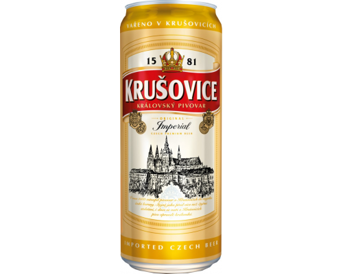 Пиво светлое KRUSOVICE Imperial фильтрованное пастеризованное, 5%, ж/б, 0.5л, Чехия, 0.5 L