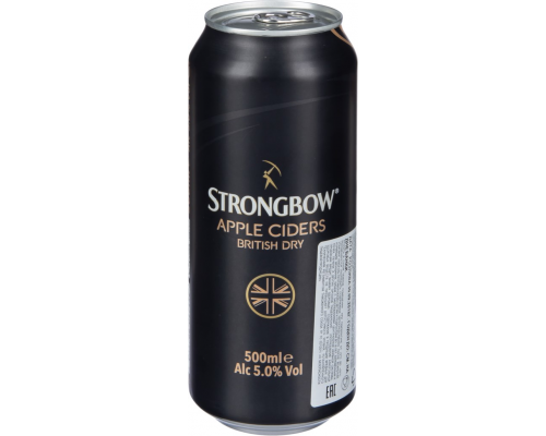 Сидр STRONGBOW яблочный сухой, 5%, ж/б, 0.5л, Великобритания, 0.5 L