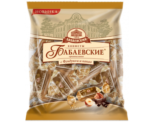 Конфеты БАБАЕВСКИЙ Оригинальные с фундуком и какао, 200г, Россия, 200 г