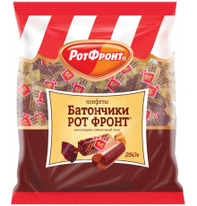 Конфеты РОТ ФРОНТ Батончики шоколадно-сливочный вкус, 250г, Россия, 250 г