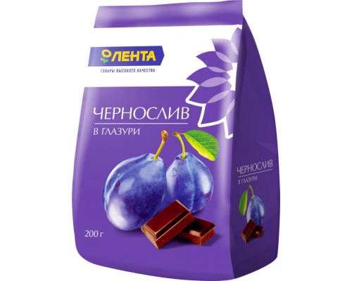 Конфеты ЛЕНТА Фрукты в глазури чернослив, 200г, Россия, 200 г