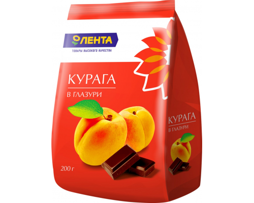 Конфеты ЛЕНТА Фрукты в глазури курага, 200г, Россия, 200 г