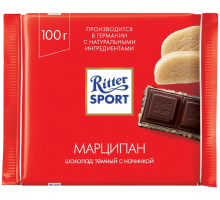 Шоколад темный RITTER SPORT с благородным марципаном, 100г, Германия, 100 г