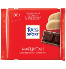 Шоколад темный RITTER SPORT с благородным марципаном, 100г, Германия, 100 г