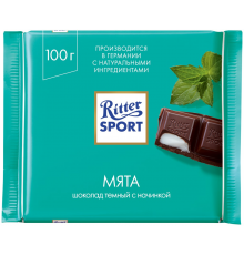 Шоколад темный RITTER SPORT Мята, 100г, Германия, 100 г