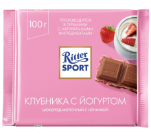 Шоколад молочный RITTER SPORT Клубника с йогуртом, 100г, Германия, 100 г