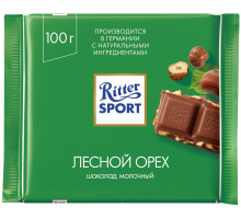 Шоколад молочный RITTER SPORT Лесной орех, 100г, Германия, 100 г