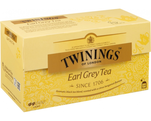 Чай черный TWININGS Earl Grey с ароматом бергамота байховый, 25пак, Польша, 25 пак