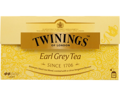 Чай черный TWININGS Earl Grey с ароматом бергамота байховый, 25пак, Польша, 25 пак