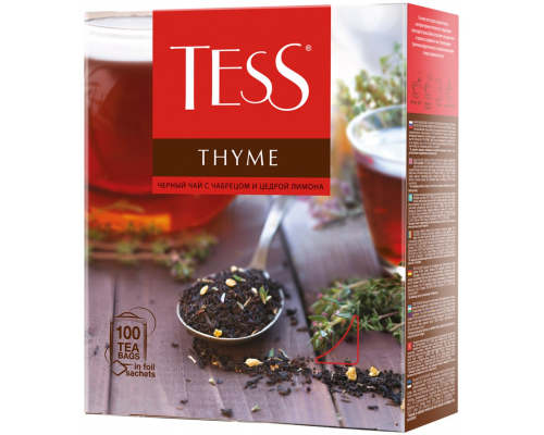 Чай черный TESS Thyme с чабрецом и цедрой лимона, 100пак, Россия, 100 пак