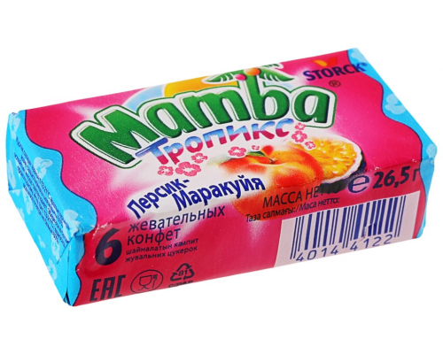 Конфеты жевательные MAMBA Тропикс, 26,5г, Германия, 26,5 г