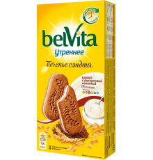 Печенье BELVITA Утреннее Сэндвич с йогуртовой начинкой, 253г, Россия, 253 г