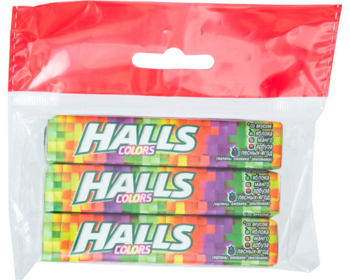 Карамель леденцовая HALLS Colors ассорти, 3х25г, Россия, 75 г