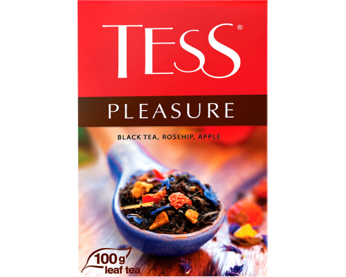 Чай черный TESS Pleasure с добавками листовой, 100г, Россия, 100 г