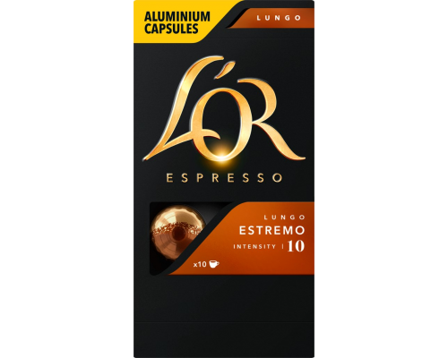 Кофе молотый в капсулах L'OR Espresso Lungo Estremo натуральный жареный, 10кап, Франция, 10 кап