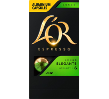 Кофе молотый в капсулах L'OR Espresso Lungo Elegante натуральный жареный, 10кап, Франция, 10 кап