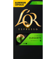 Кофе молотый в капсулах L'OR Espresso Lungo Elegante натуральный жареный, 10кап, Франция, 10 кап