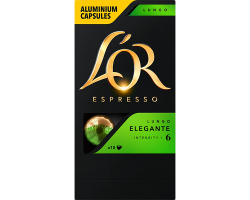 Кофе молотый в капсулах L'OR Espresso Lungo Elegante натуральный жареный, 10кап, Франция, 10 кап