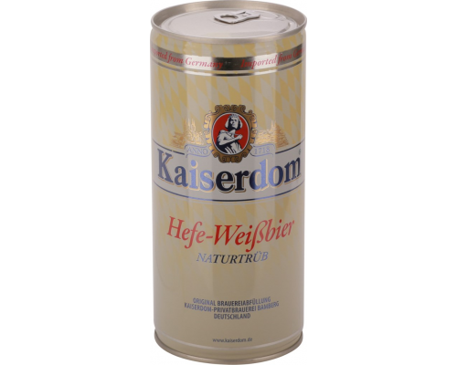 Пиво светлое KAISERDOM Hefe-Weisbier нефильтрованное пастеризованное, 4,7%, ж/б, 1л, Германия, 1 L