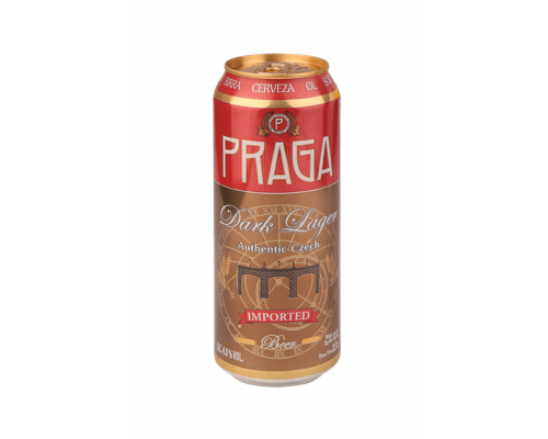 Пиво темное PRAGA Dark Lager фильтрованное пастеризованное, 4,8%, ж/б, 0.5л, Чехия, 0.5 L