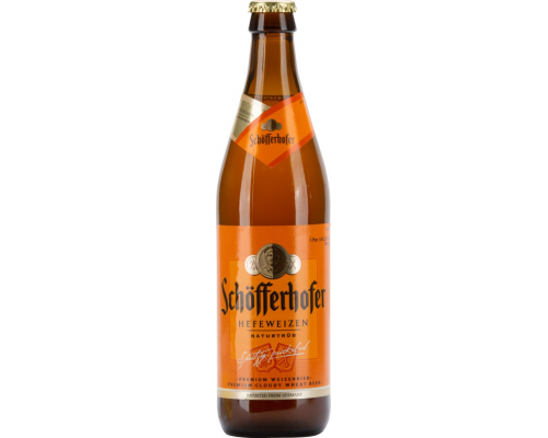 Пиво светлое SCHOFFERHOFER Hefeweizen пшеничное нефильтрованное пастеризованное неосветленное, 5%, 0.5л, Германия, 0.5 L