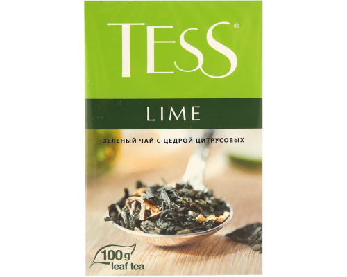 Чай зеленый TESS Lime с цедрой цитрусовых и ароматом лайма листовой, 100г, Россия, 100 г