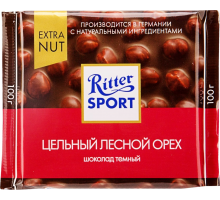 Шоколад темный RITTER SPORT Цельный лесной орех, 100г, Германия, 100 г