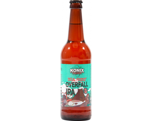 Пиво светлое KONIX BREWERY Ipa Overfall нефильтрованное, 6,5%, 0.5л, Россия, 0.5 L