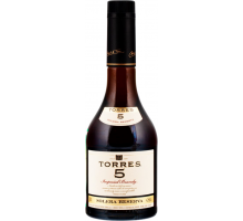 Бренди TORRES 5 Solera Reserva 38%, 0.5л, Испания, 0.5 L