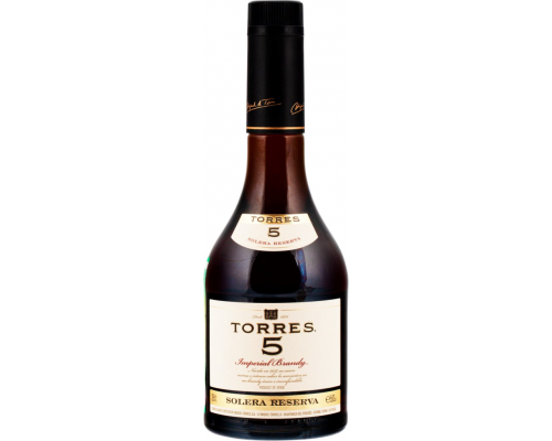 Бренди TORRES 5 Solera Reserva 38%, 0.5л, Испания, 0.5 L