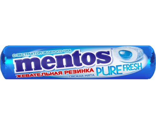 Жевательная резинка MENTOS Pure fresh со вкусом мяты, 15,5г, Россия, 15,5 г