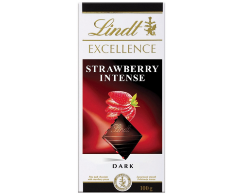 Шоколад темный LINDT Excellence Клубника, 100г, Германия, 100 г