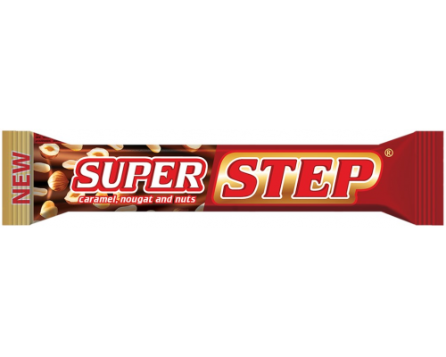 Батончик СЛАВЯНКА Super Step с нугой, арахисом и карамелью, 65г, Россия, 65 г