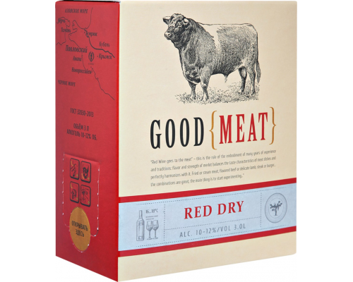 Вино GOOD MEAT красное сухое, 3л, Россия, 3 L