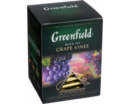 Чай черный GREENFIELD Grape Vines с ароматом винограда, 20пир, Россия, 20 пир