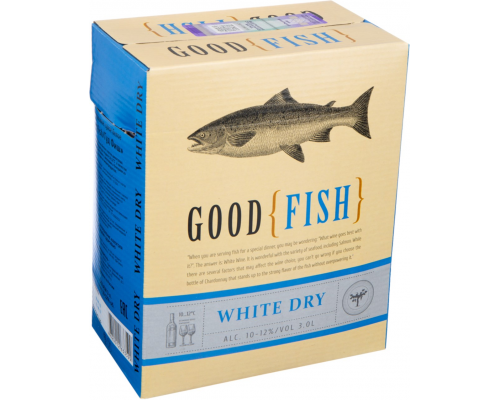 Вино GOOD FISH белое сухое, 3л, Россия, 3 L