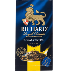 Чай черный RICHARD Royal Ceylon Цейлонский байховый, 25пак, Россия, 25 саш