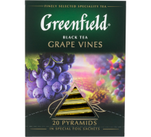 Чай черный GREENFIELD Grape Vines с ароматом винограда, 20пир, Россия, 20 пир