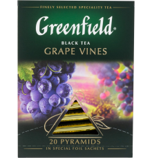 Чай черный GREENFIELD Grape Vines с ароматом винограда, 20пир, Россия, 20 пир