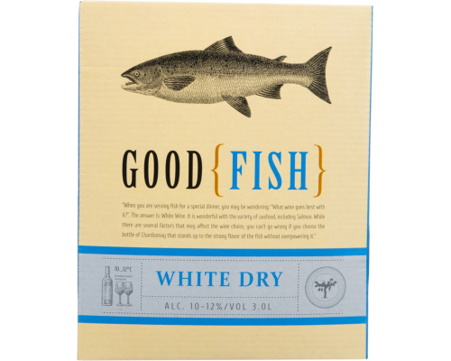 Вино GOOD FISH белое сухое, 3л, Россия, 3 L