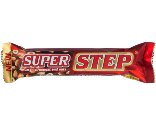 Батончик СЛАВЯНКА Super Step с нугой, арахисом и карамелью, 65г, Россия, 65 г