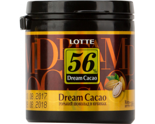 Шоколад горький LOTTE Dream Cacao в кубиках 56%, 106г, Корея, 106 г