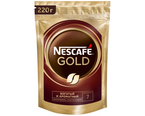 Кофе растворимый NESCAFE Gold натуральный сублимированный, 220г, Россия, 220 г