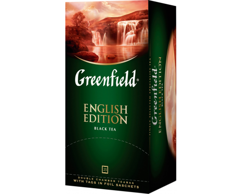 Чай черный GREENFIELD English Edition Цейлонский байховый, 25пак, Россия, 25 пак